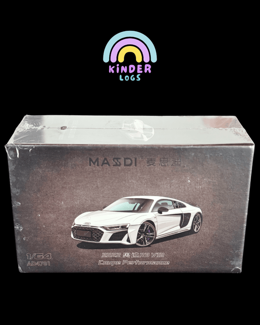 Massdi 2022 Audi R8 V10 Coupe Performance - White (Sealed Box) - Kinder Logs
