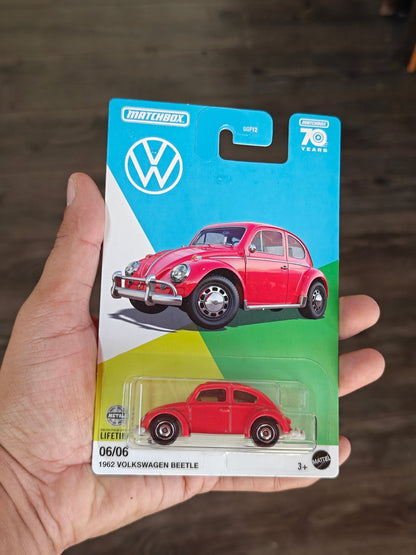 Matchbox 1962 Volkswagen Beetle - Red (Imported) - Kinder Logs