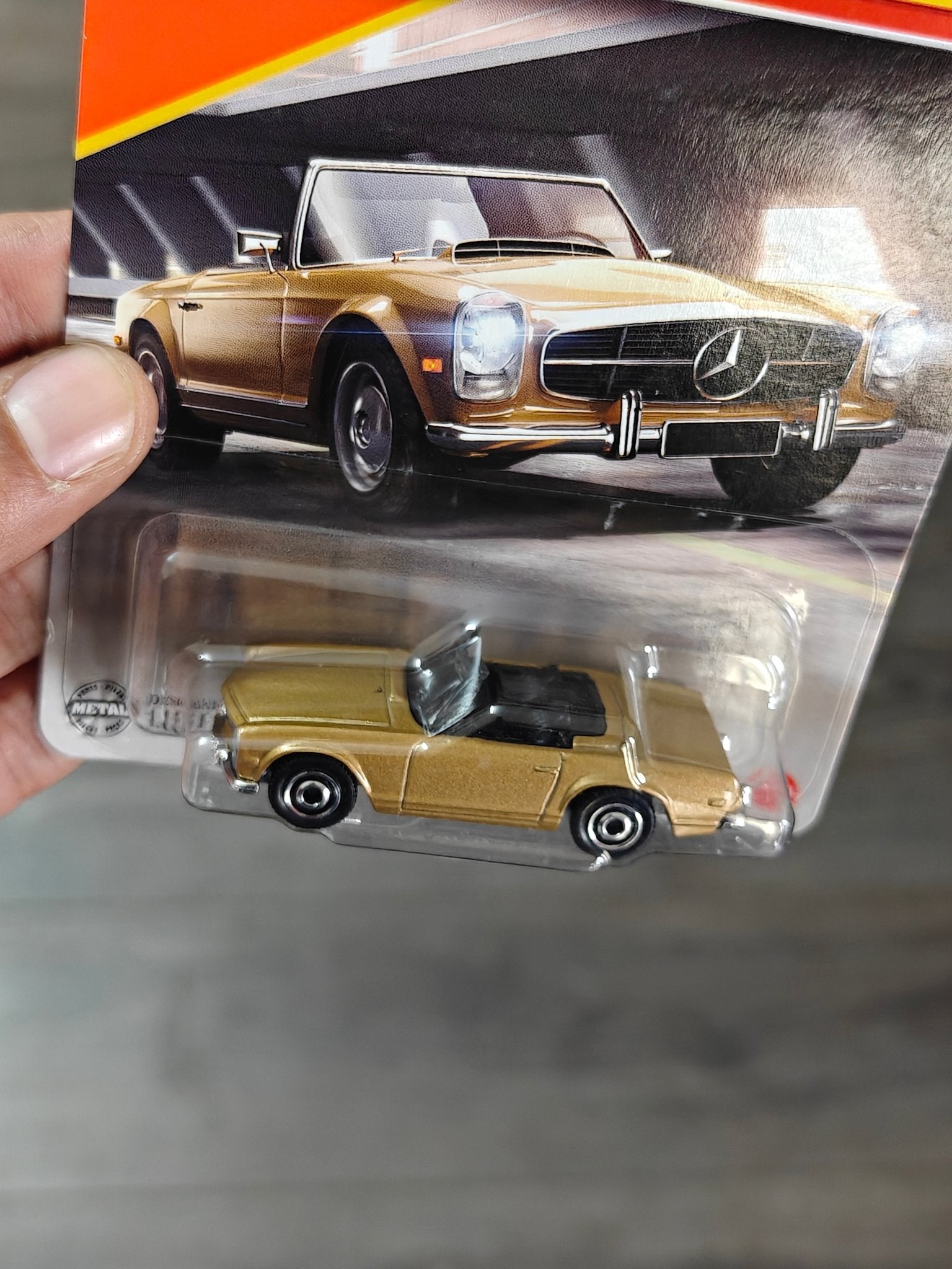 Matchbox 1963 Mercedes - Benz 230 SL - Gold (Imported) - Kinder Logs