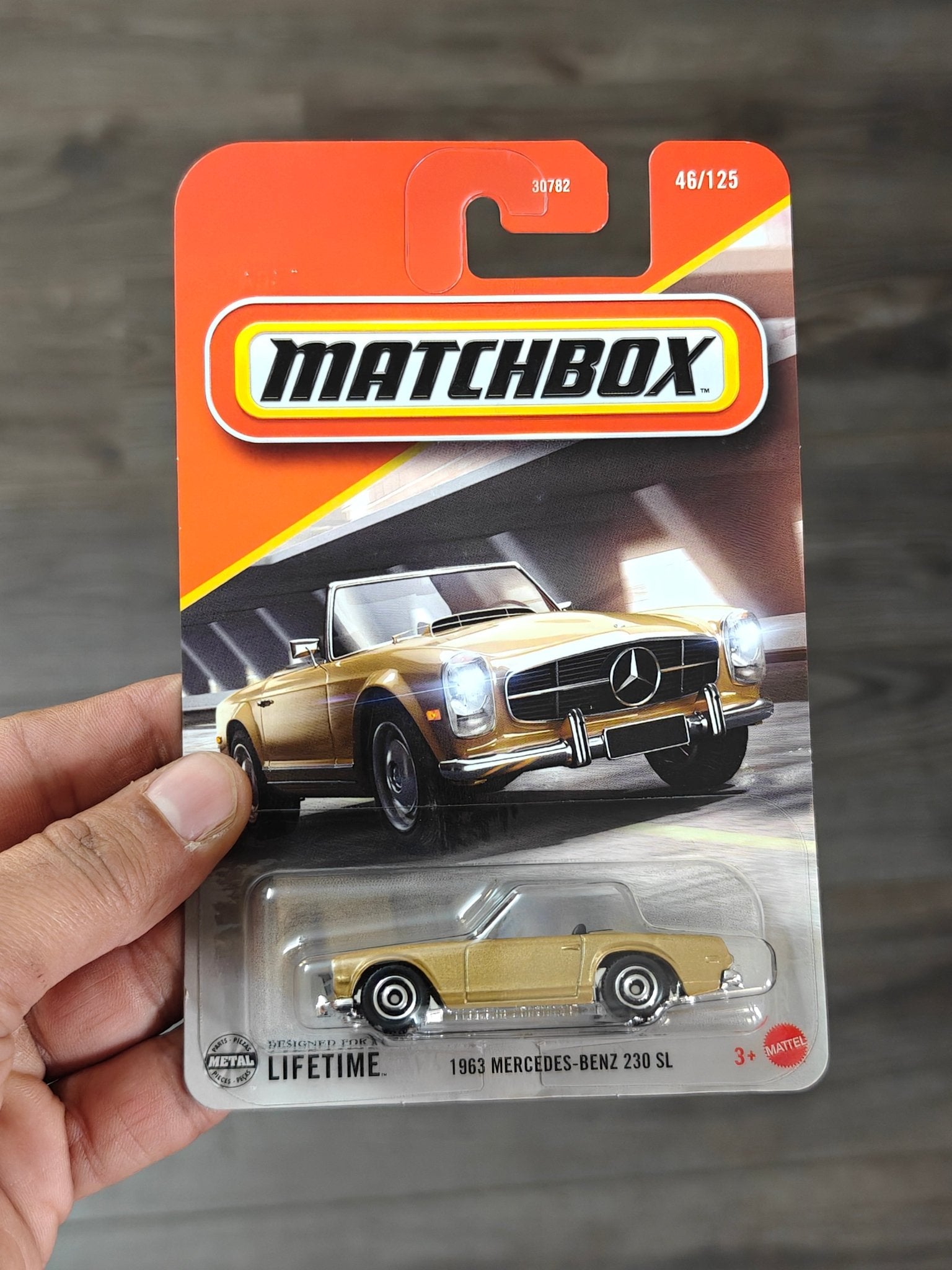 Matchbox 1963 Mercedes - Benz 230 SL - Gold (Imported) - Kinder Logs