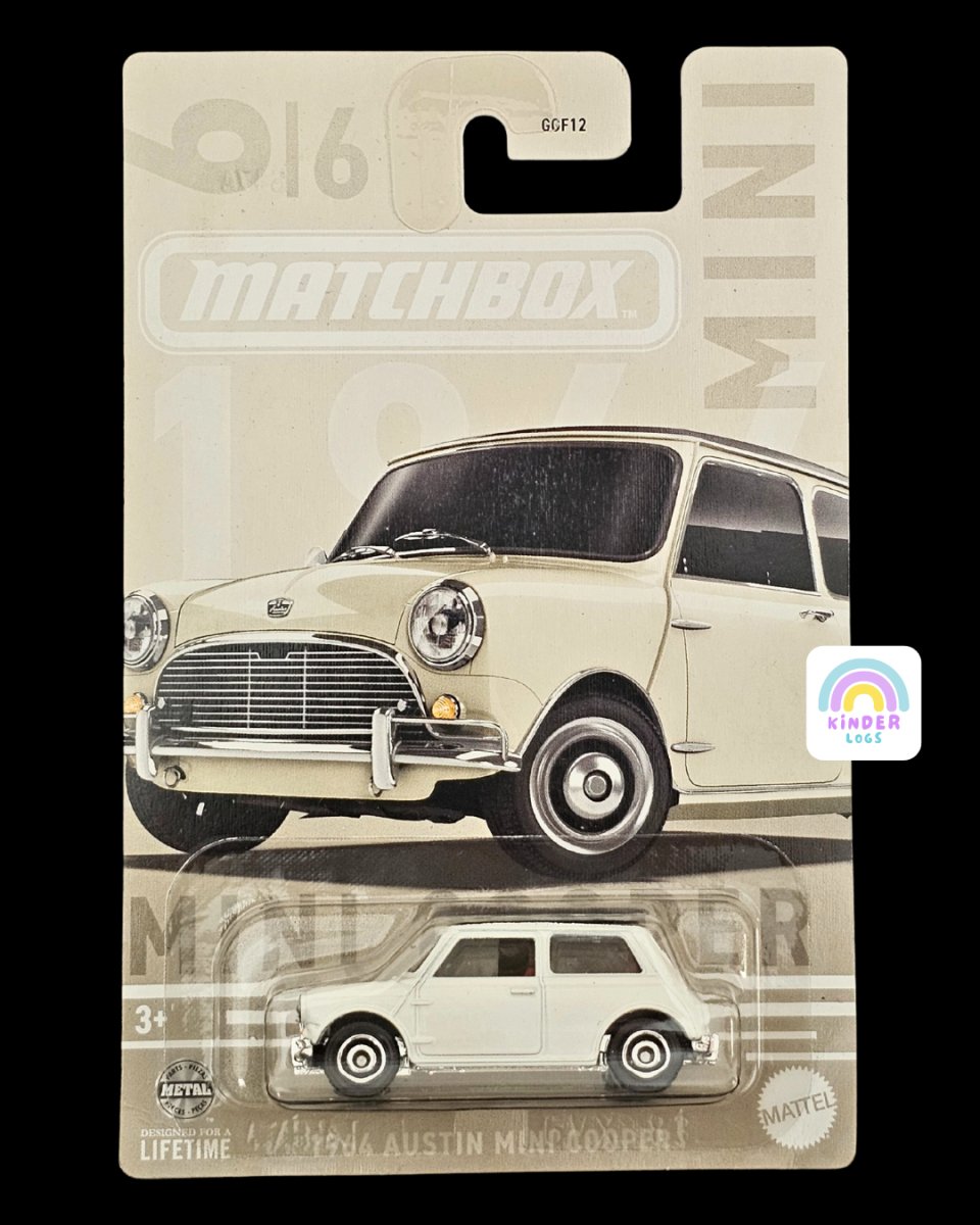 Matchbox 1964 Austin Mini Cooper - White (6/6) - Kinder Logs