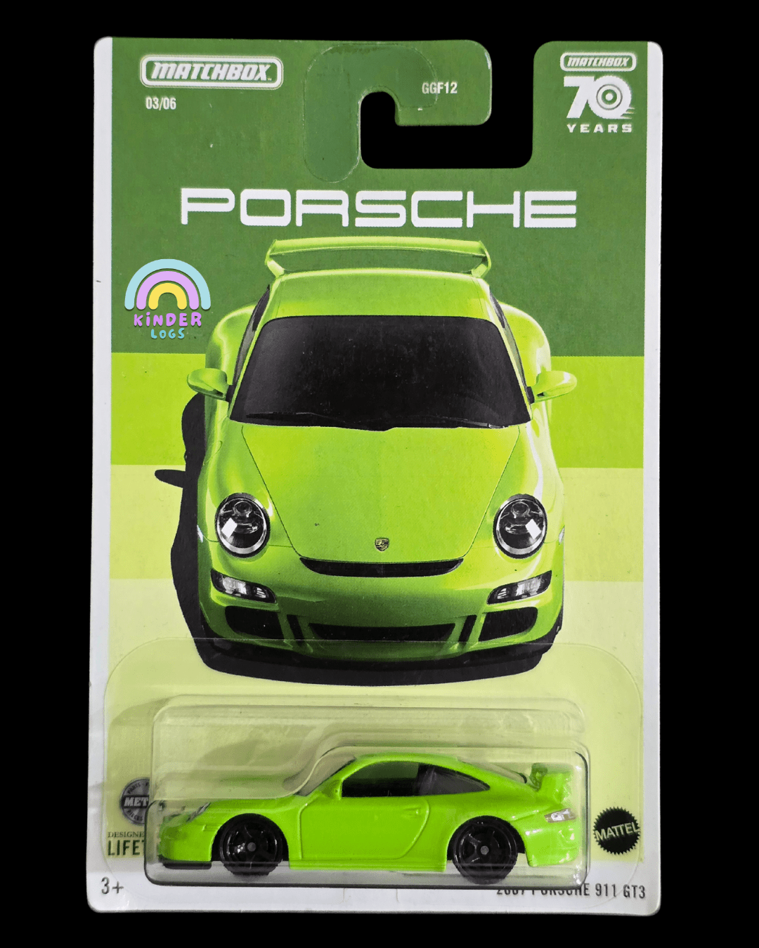 Matchbox 2007 Porsche 911 GT3 - Green (Imported) - Kinder Logs