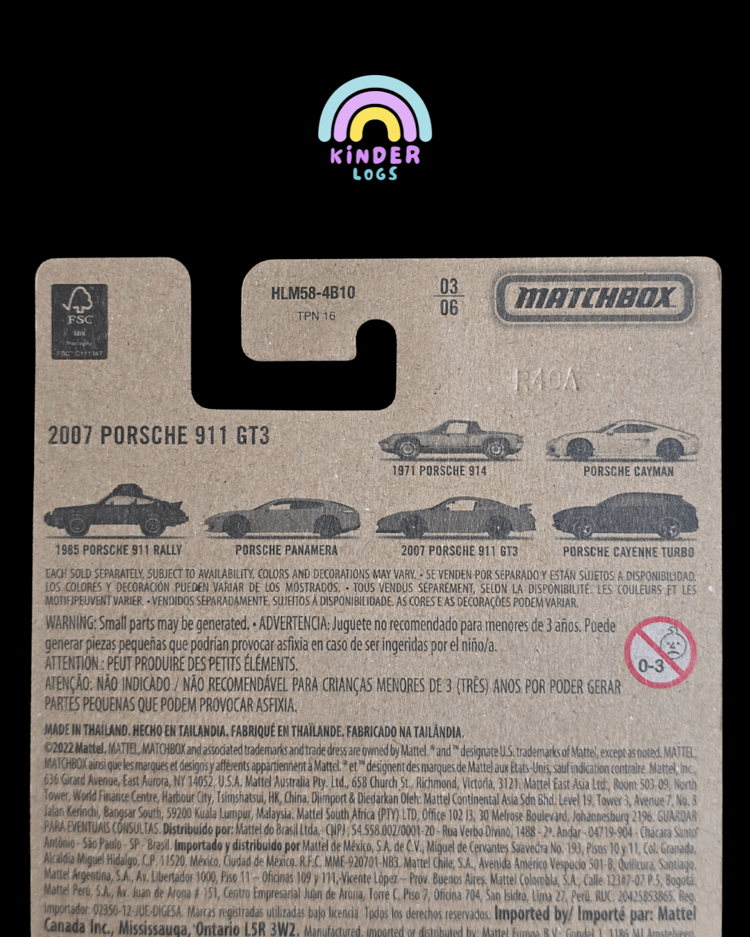 Matchbox 2007 Porsche 911 GT3 - Green (Imported) - Kinder Logs