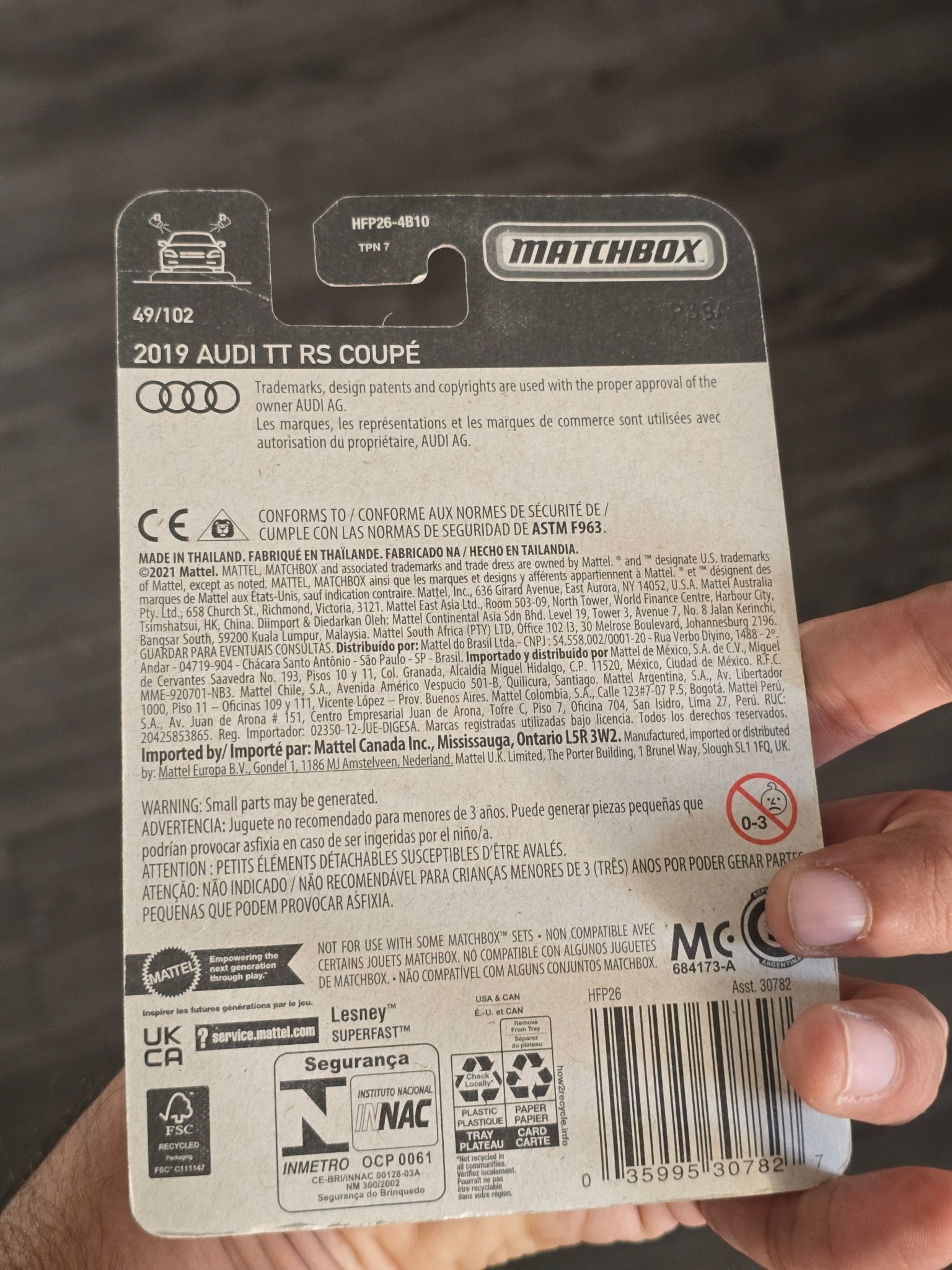 Matchbox 2019 Audi TT RS Coupe - Red (Imported) - Kinder Logs