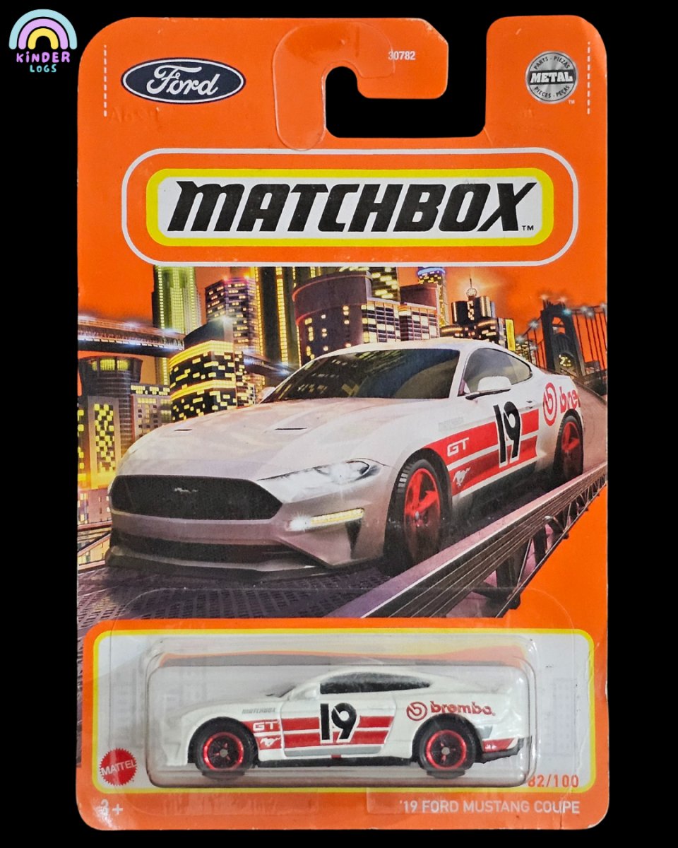 Matchbox 2019 Ford Mustang Coupe Die-Cast Car - White 1/6 Scale Model | Collectible Toy Car