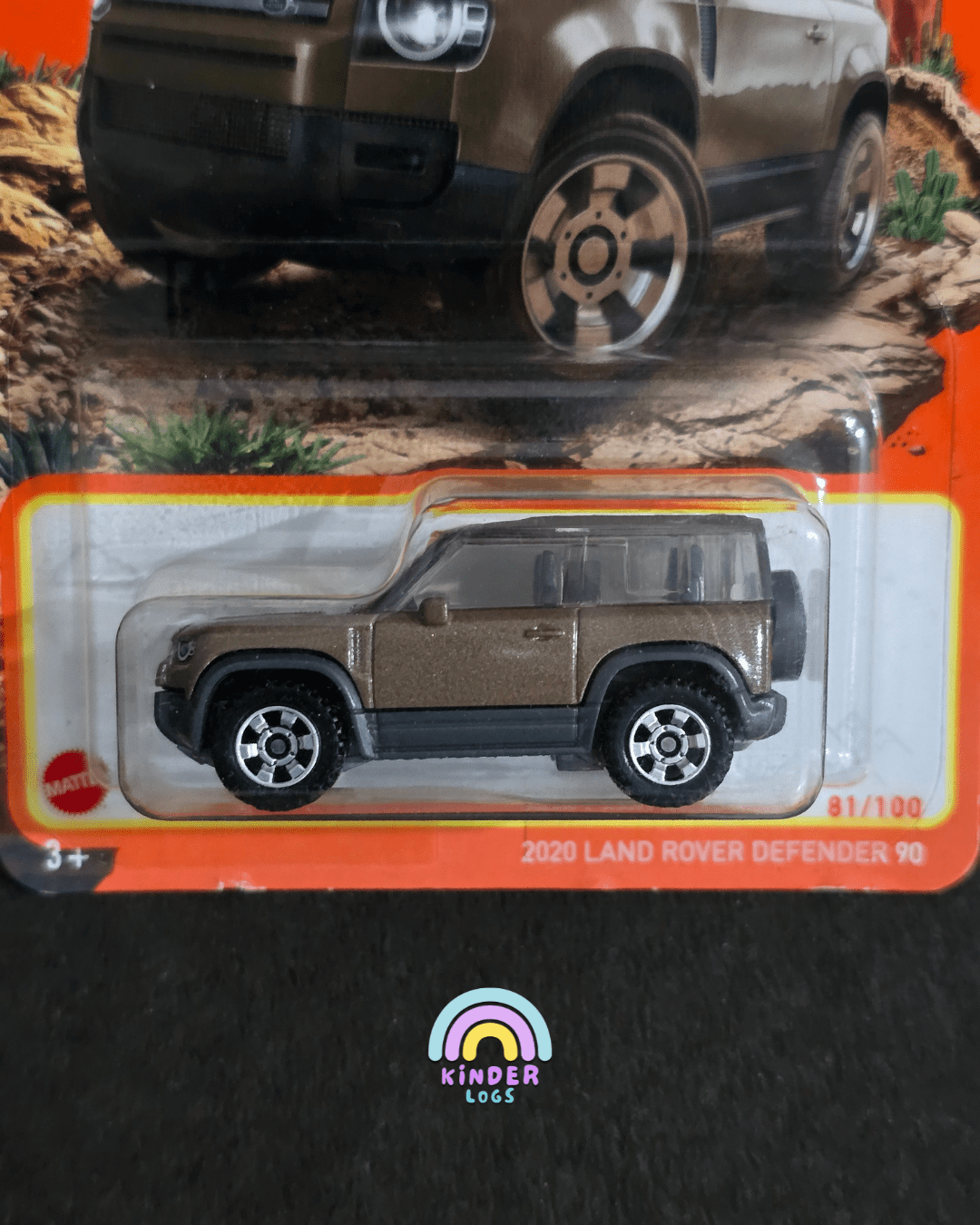 Matchbox 2020 Land Rover Defender 90 - Brown (Imported) - Kinder Logs