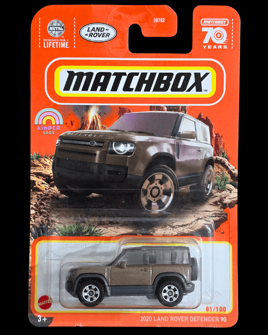 Matchbox 2020 Land Rover Defender 90 - Brown (Imported) - Kinder Logs