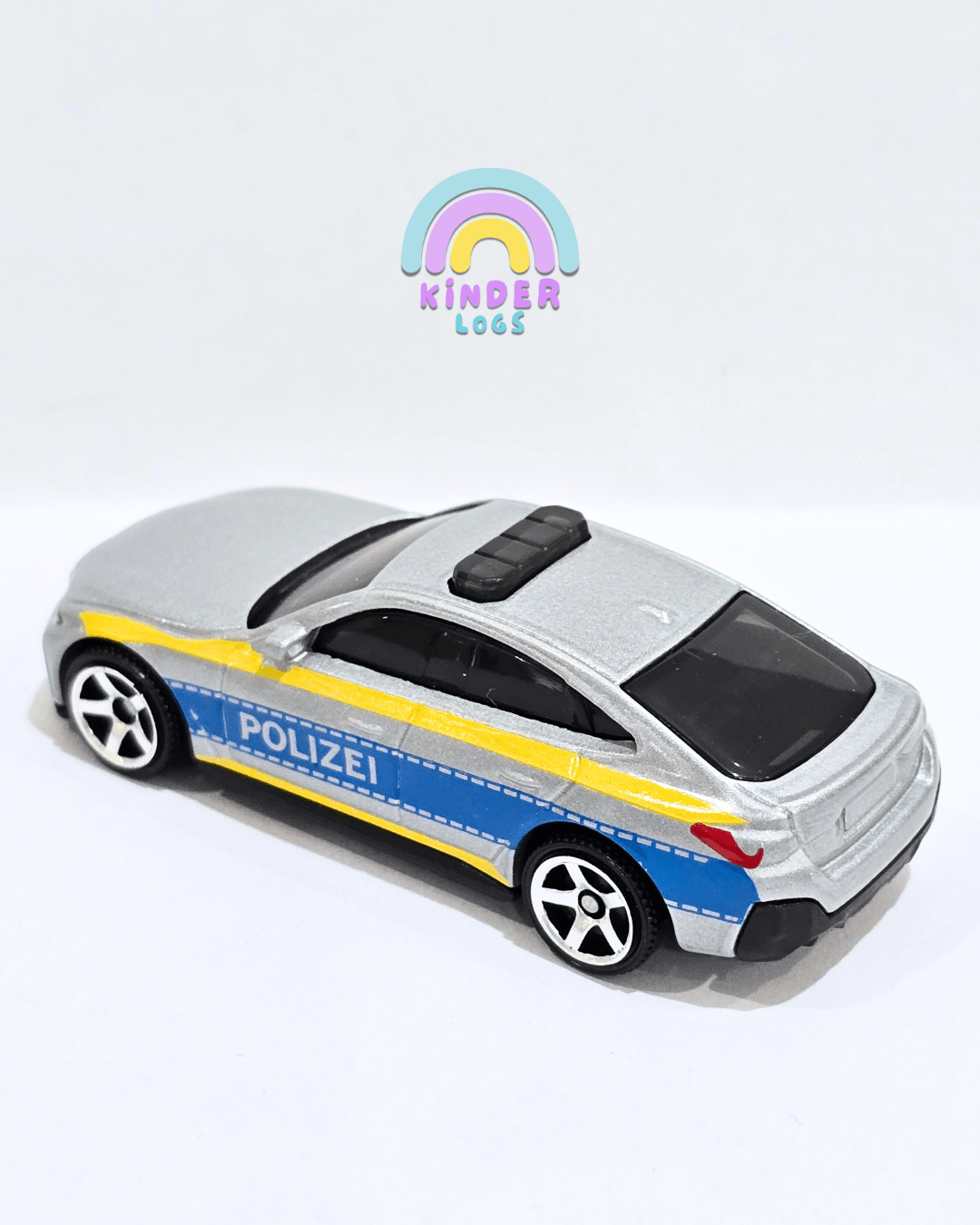 Matchbox 2023 BMW i4 Police Car - Silver (Uncarded - New) - Kinder Logs