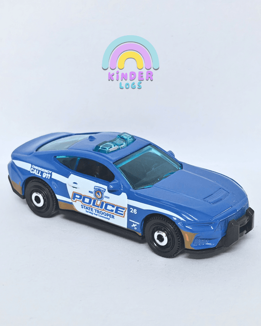 Matchbox 2025 Ford Mustang Police - Blue (Uncarded - New) - Kinder Logs