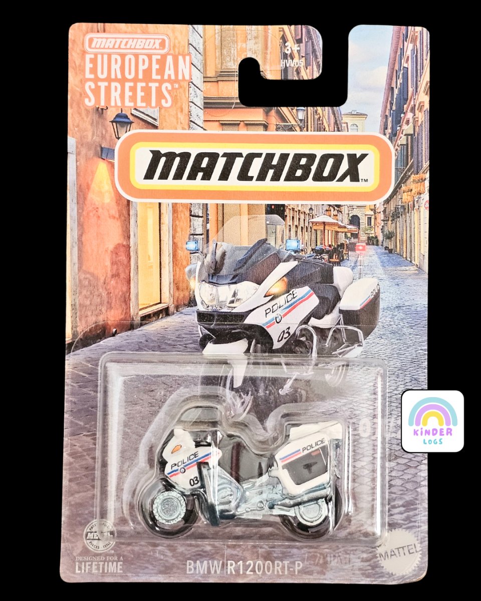 Matchbox BMW R1200RT Police Motorcycle - European Streets - Kinder Logs