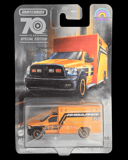 Matchbox Moving Parts - 2019 RAM Ambulance - 70 Years Edition (Imported) - Kinder Logs