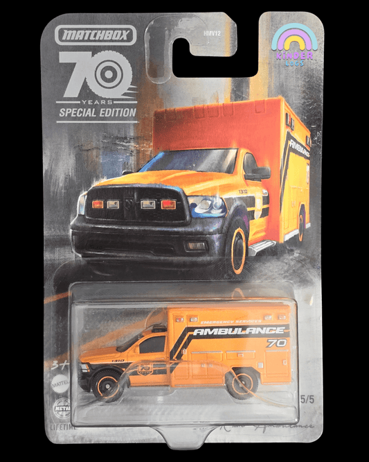 Matchbox Moving Parts - 2019 RAM Ambulance - 70 Years Edition (Imported) - Kinder Logs