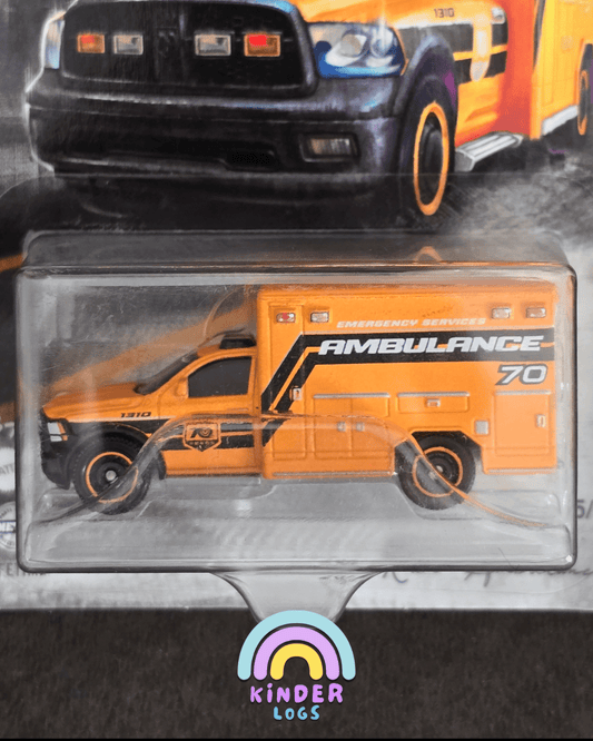 Matchbox Moving Parts - 2019 RAM Ambulance - 70 Years Edition (Imported) - Kinder Logs