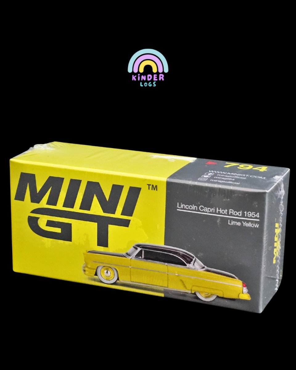 Mini GT 1954 Lincoln Capri Hot Rod (Lime Yellow) - Kinder Logs