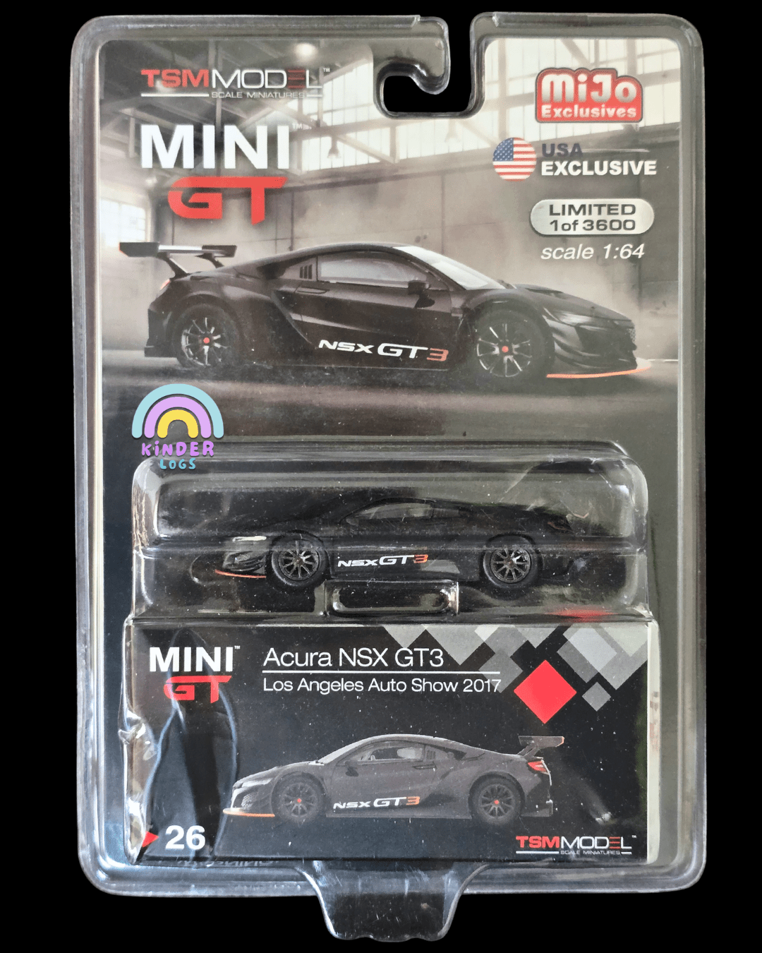 Mini GT Acura NSX GT3 - Los Angeles Auto Show 2017 (Bent Blister) - Kinder Logs