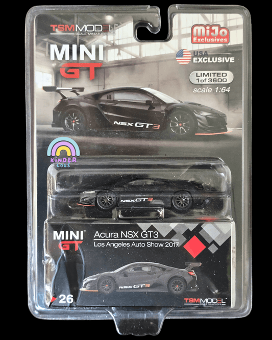 Mini GT Acura NSX GT3 - Los Angeles Auto Show 2017 (Bent Blister) - Kinder Logs