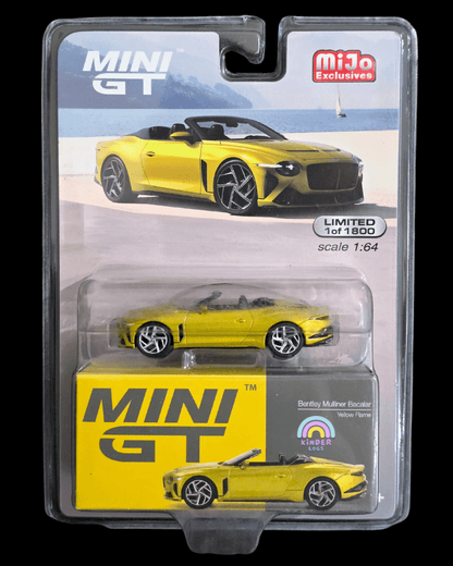 Mini GT Bentley Mulliner Bacalar - Yellow Flame - Mijo Exclusives - Kinder Logs