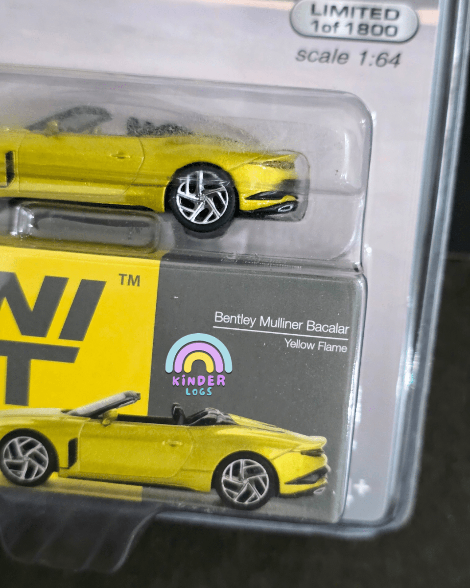 Mini GT Bentley Mulliner Bacalar - Yellow Flame - Mijo Exclusives - Kinder Logs