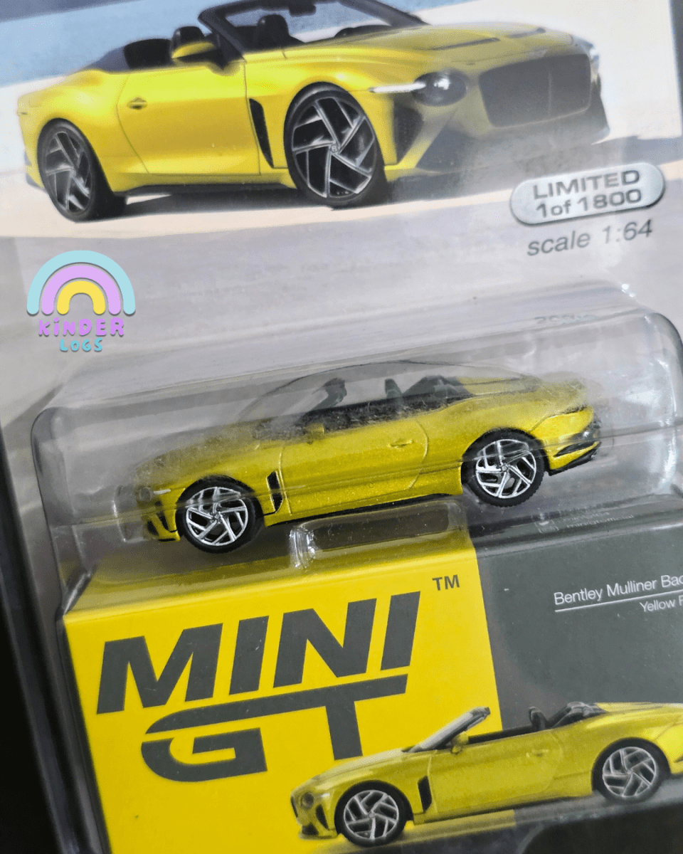 Mini GT Bentley Mulliner Bacalar - Yellow Flame - Mijo Exclusives - Kinder Logs