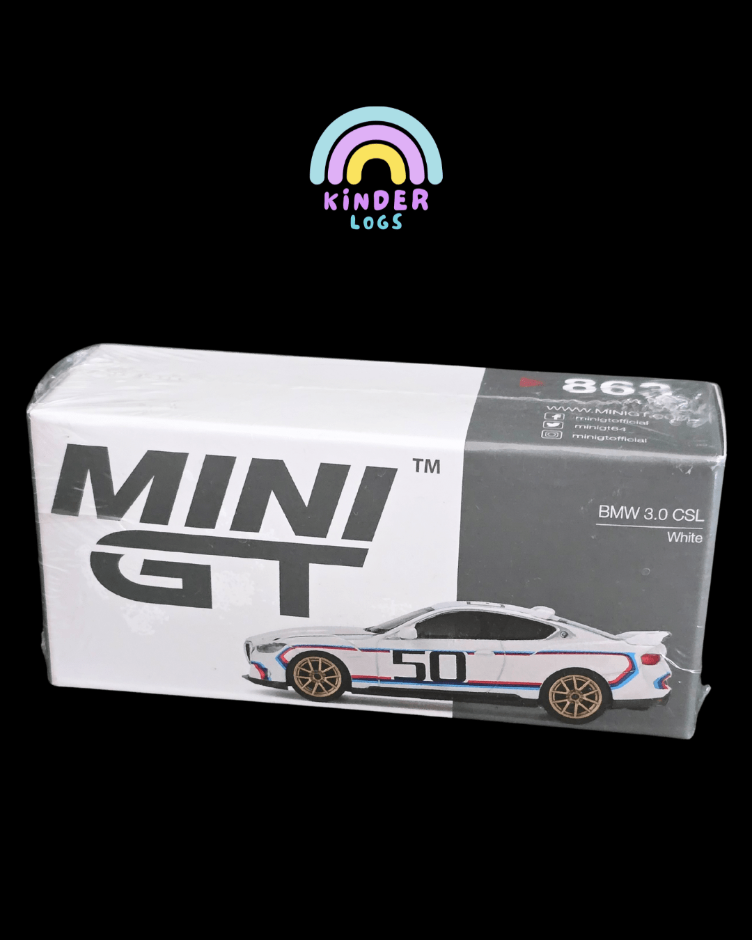Mini GT BMW 3.0 CSL - White (Sealed Box) - Kinder Logs