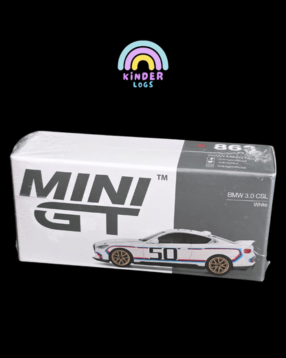 Mini GT BMW 3.0 CSL - White (Sealed Box) - Kinder Logs