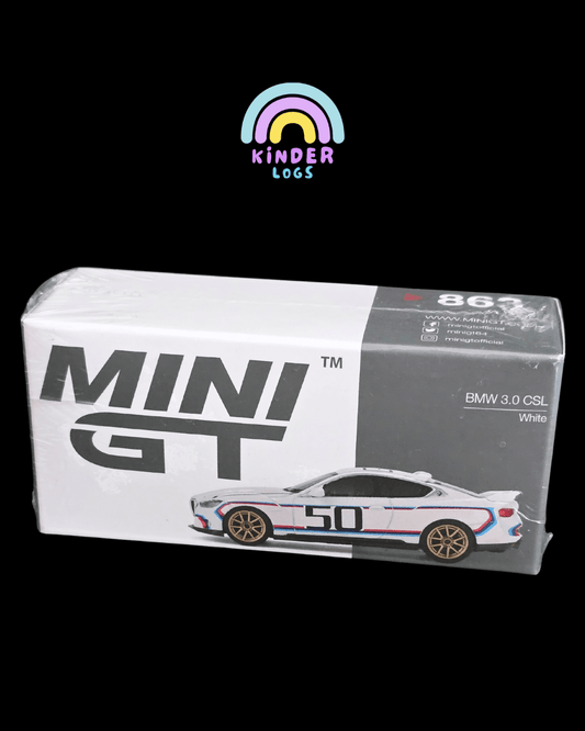 Mini GT BMW 3.0 CSL - White (Sealed Box) - Kinder Logs