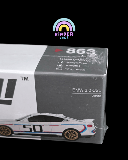 Mini GT BMW 3.0 CSL - White (Sealed Box) - Kinder Logs