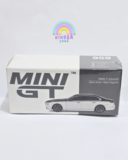 Mini GT BMW i7 xDrive60 - Alpine White + Black Sapphire - Kinder Logs