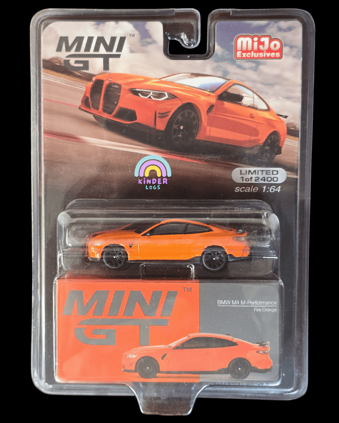 Mini GT BMW M4 M - Performance - Fire Orange (Blister Pack) - Kinder Logs