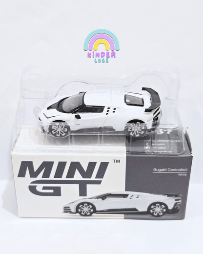 Mini GT Bugatti Centodieci (White) - Open Box - Kinder Logs