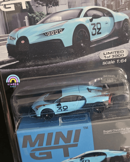 Mini GT Bugatti Chiron Pur Sport "Grand Prix" - Mijo Exclusives Limited Edition - Kinder Logs