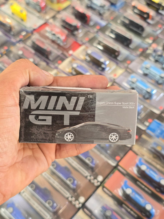 Mini GT Bugatti Chiron Super Sport 300+ (Matte Black) - Sealed Box - Kinder Logs