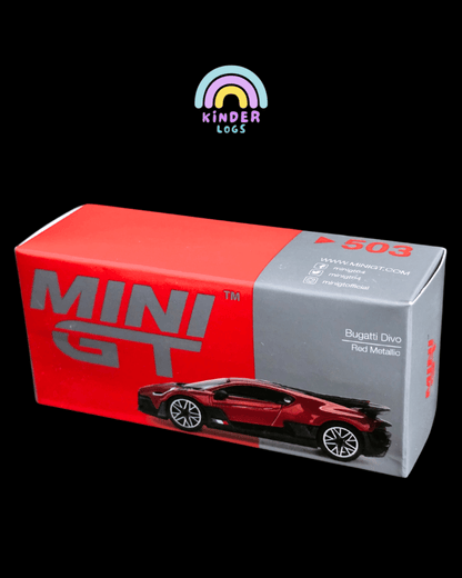 Mini GT Bugatti Divo - Red Metallic (Open Box) - Kinder Logs