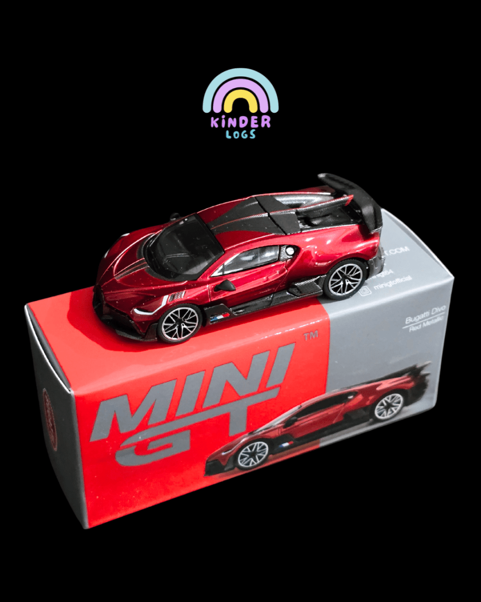 Mini GT Bugatti Divo - Red Metallic (Open Box) - Kinder Logs