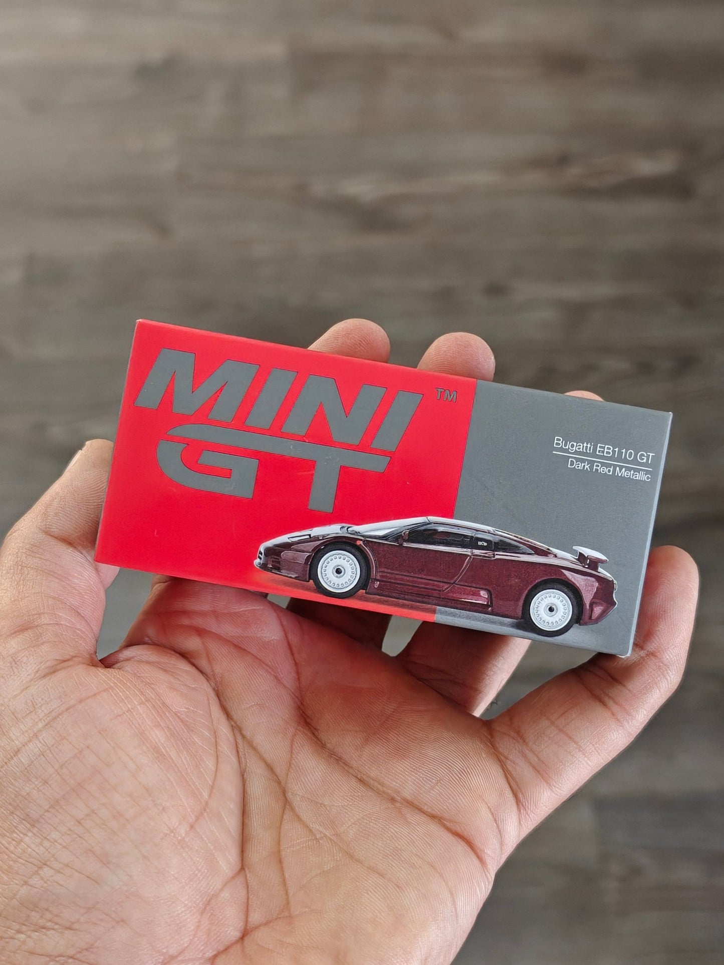 Mini GT Bugatti EB110 GT - Dark Red (Open Box) - Kinder Logs
