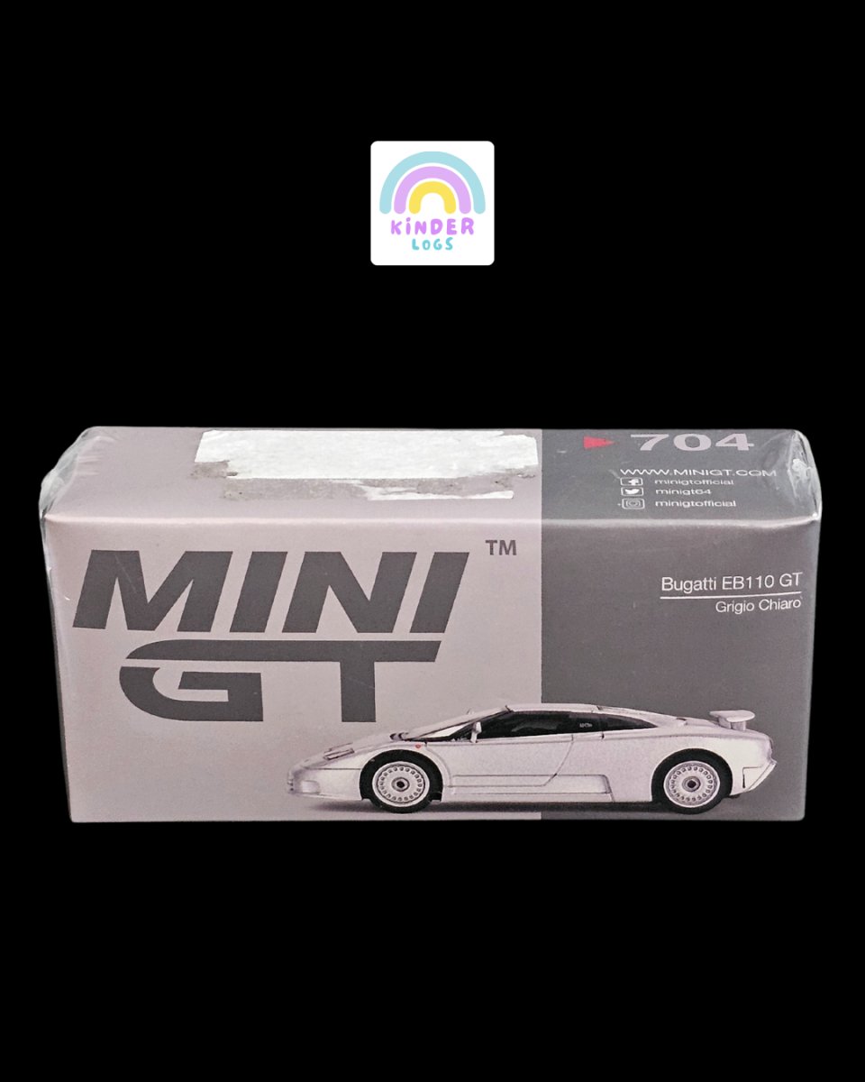 Mini GT Bugatti EB110 GT Grigio Chiaro - Kinder Logs