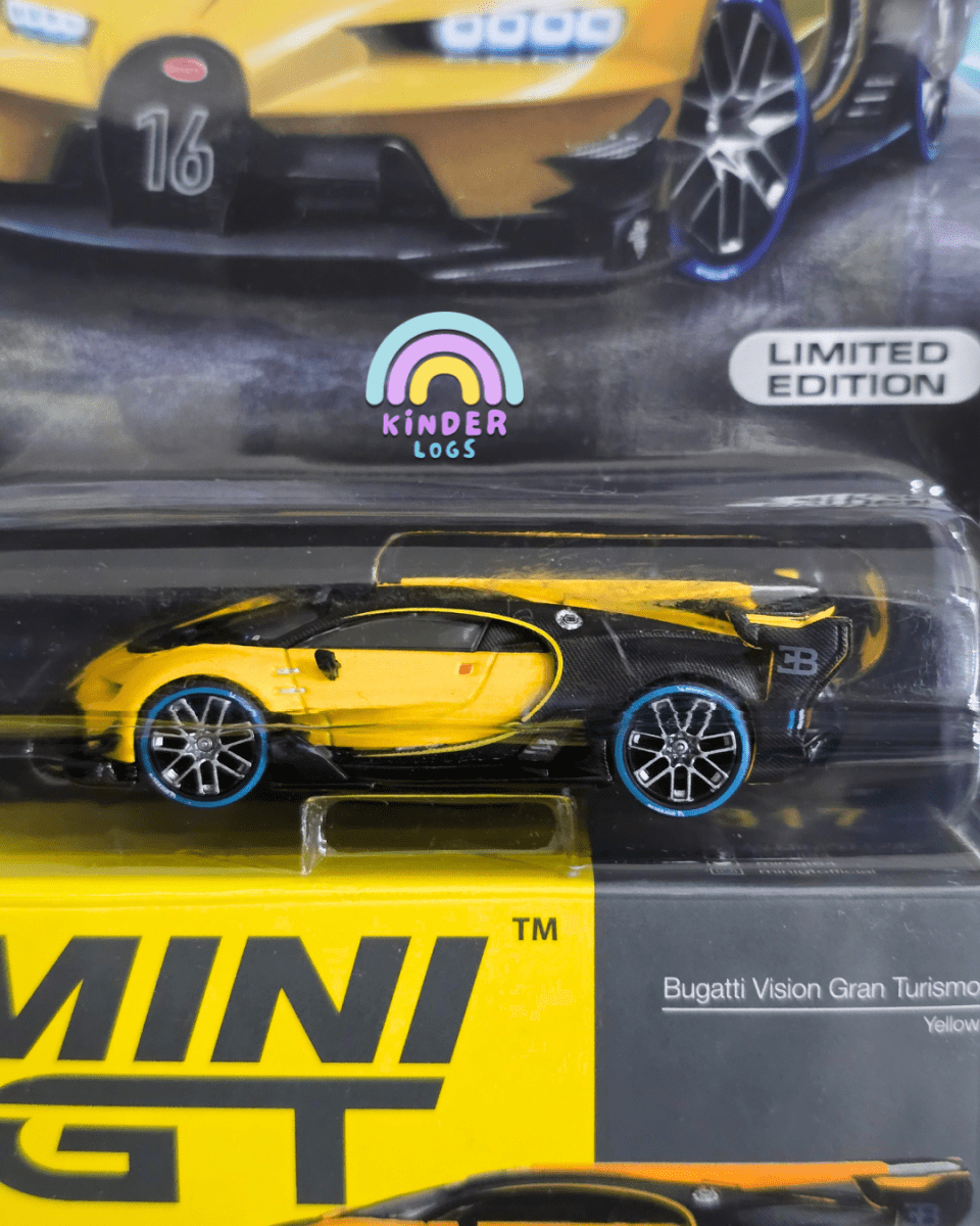 Mini GT Bugatti Vision Gran Turismo - Yellow - Mijo Exclusives - Kinder Logs