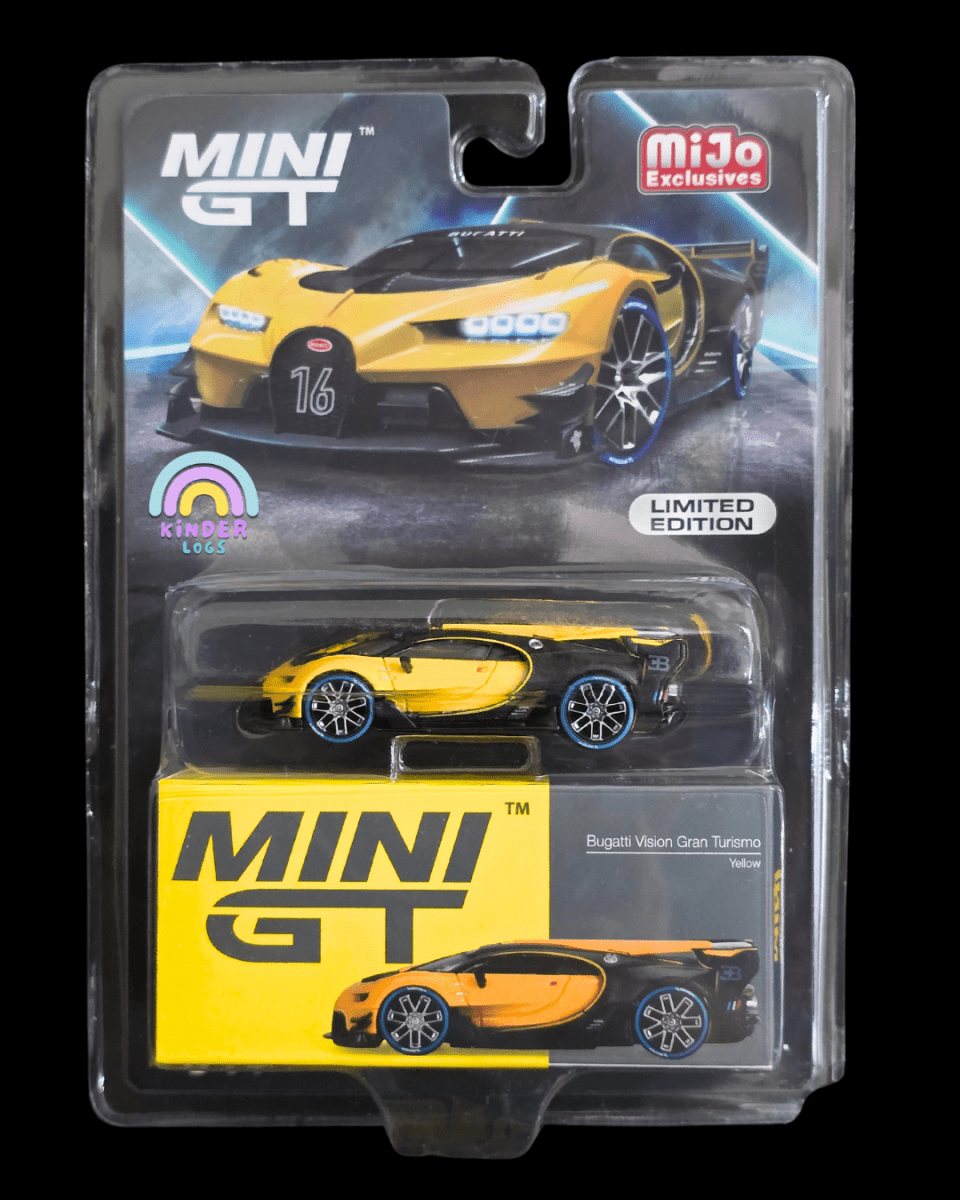 Mini GT Bugatti Vision Gran Turismo - Yellow - Mijo Exclusives - Kinder Logs