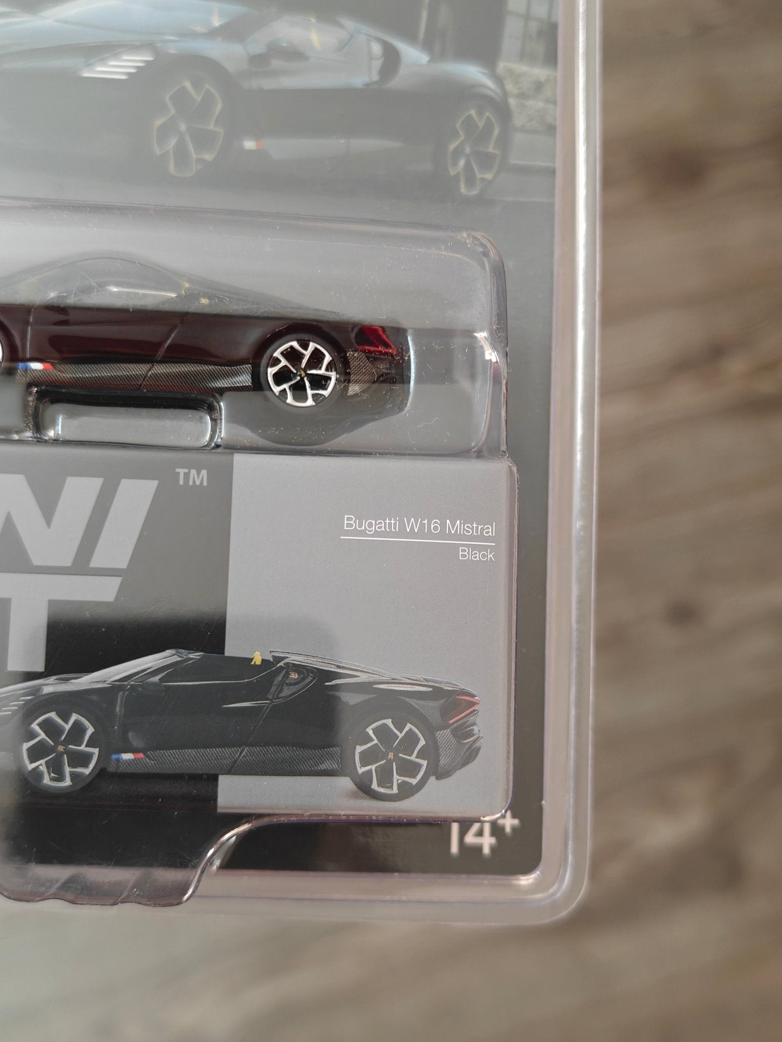 Mini GT Bugatti W16 Mistral (Black) - Kinder Logs