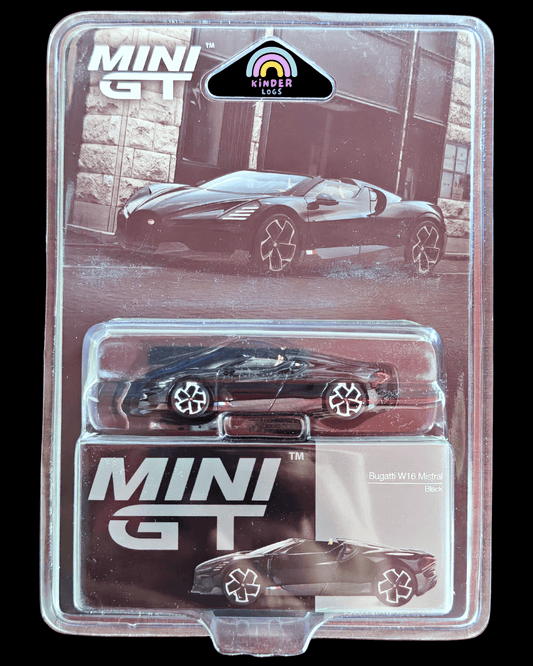 Mini GT Bugatti W16 Mistral (Black) - Kinder Logs
