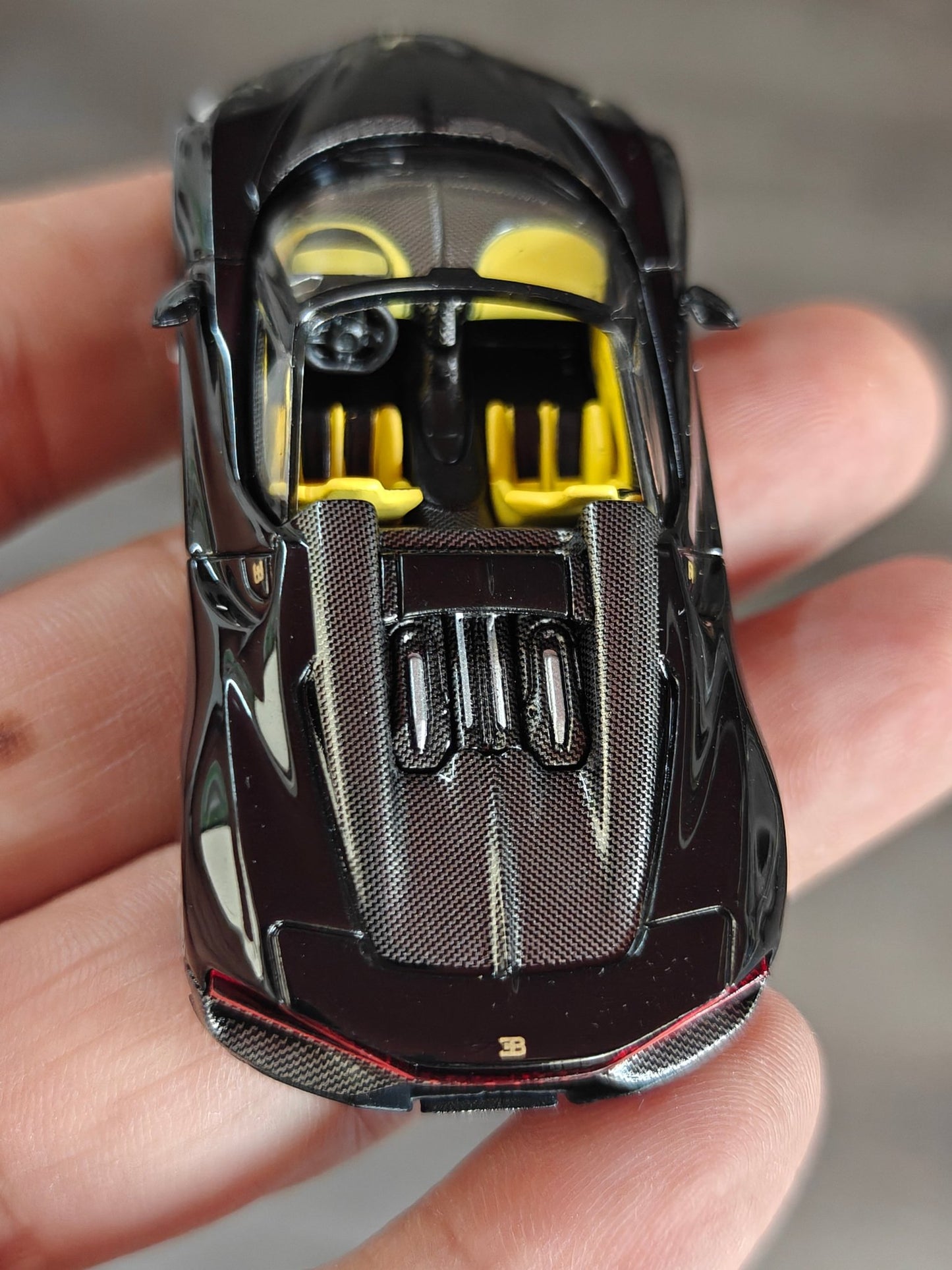 Mini GT Bugatti W16 Mistral - Black (Open Box) - Kinder Logs