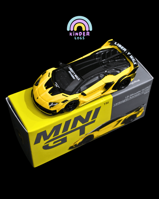 Mini GT Lamborghini Aventador GT EVO LB - Silhouette Works - Yellow (Open Box) - Kinder Logs