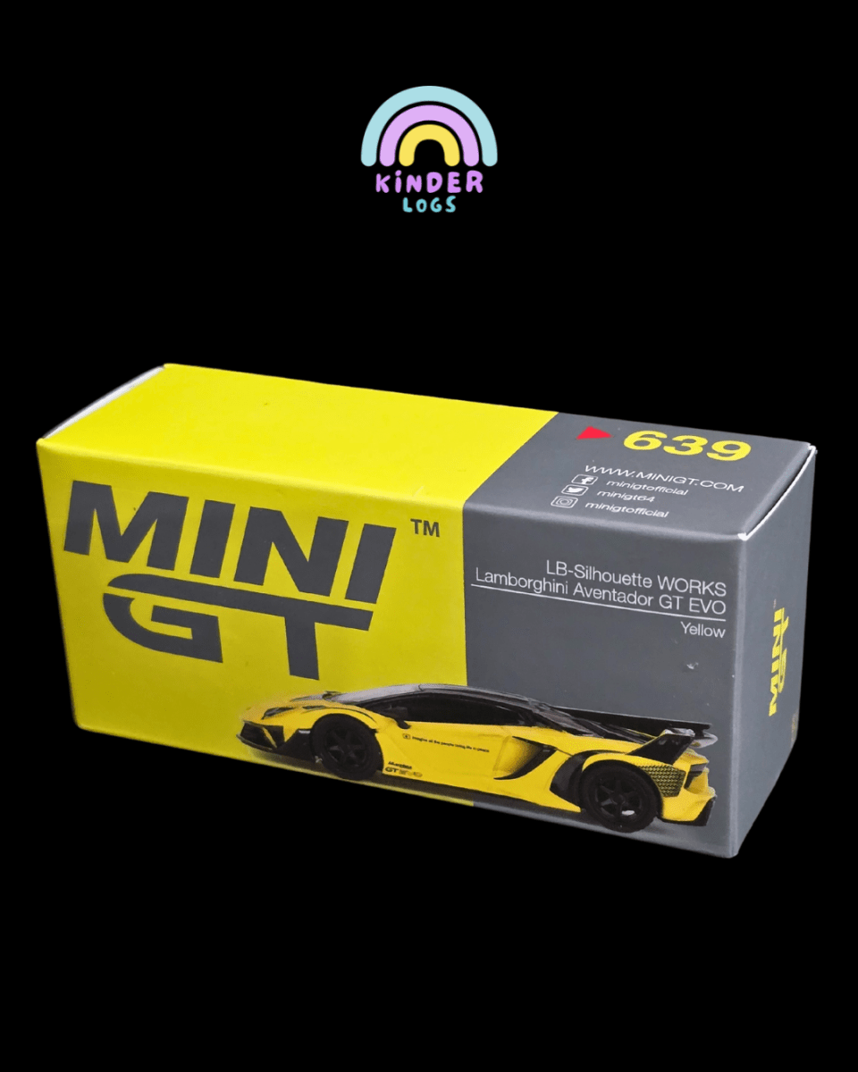 Mini GT Lamborghini Aventador GT EVO LB - Silhouette Works - Yellow (Open Box) - Kinder Logs