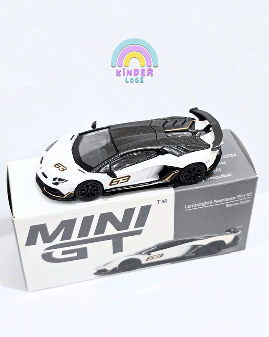 Mini GT Lamborghini Aventador SVJ 63 - Bianco Asopo (Open Box) - Kinder Logs