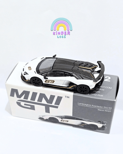 Mini GT Lamborghini Aventador SVJ 63 - Bianco Asopo (Open Box) - Kinder Logs