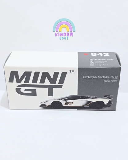 Mini GT Lamborghini Aventador SVJ 63 - Bianco Asopo (Open Box) - Kinder Logs