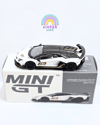 Mini GT Lamborghini Aventador SVJ 63 - Bianco Asopo (Open Box) - Kinder Logs