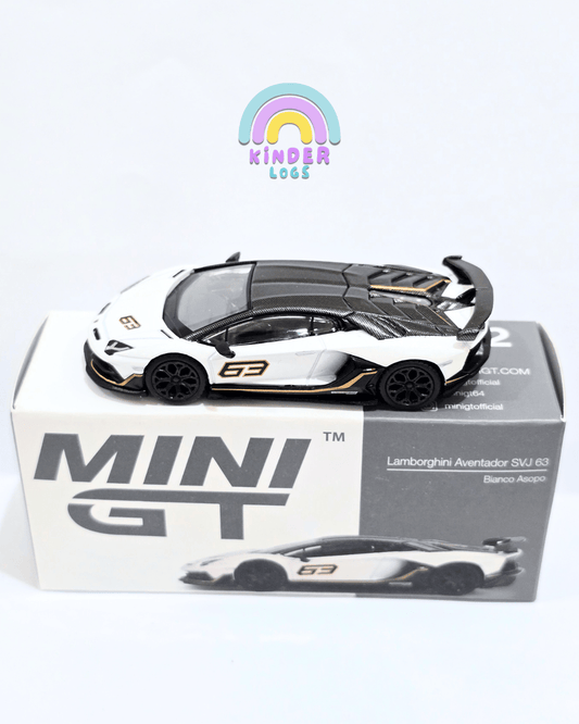 Mini GT Lamborghini Aventador SVJ 63 - Bianco Asopo (Open Box) - Kinder Logs