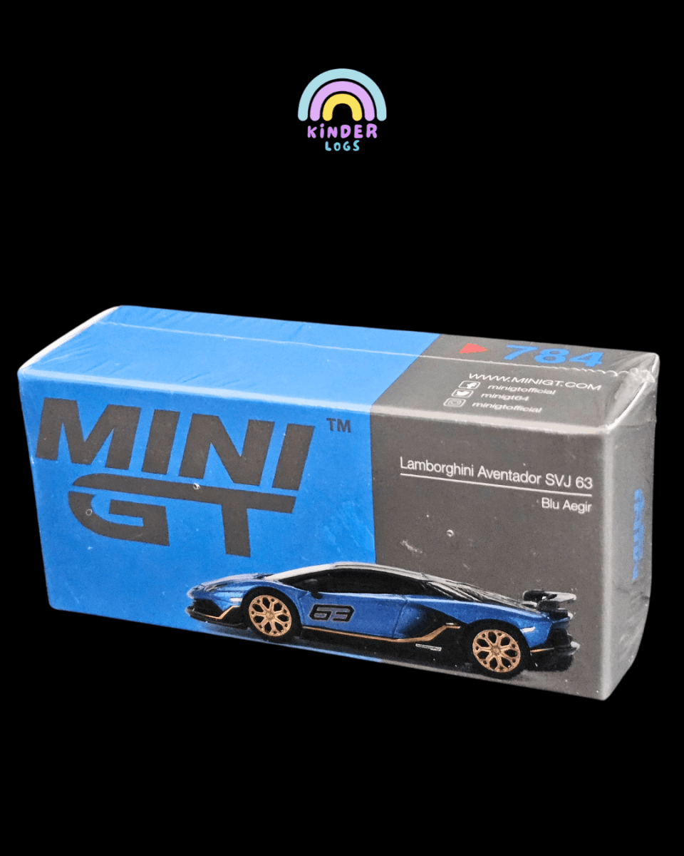 Mini GT Lamborghini Aventador SVJ 63 (Blu Aegir) - Kinder Logs