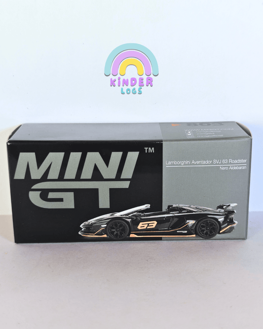 Mini GT Lamborghini Aventador SVJ 63 Roadster - Nero Aldebaran (Open Box) - Kinder Logs